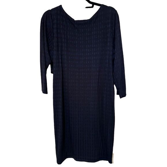 NWOT Jessica Simpson Maternity SZ XL Dress Navy Ribbed Faux Wrap Stretch Rayon P - Picture 3 of 4